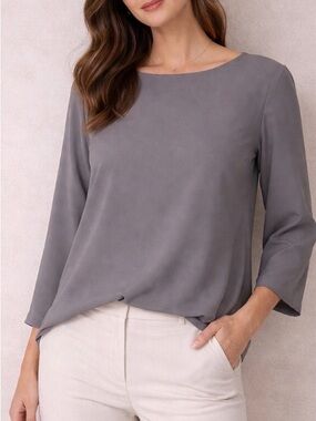Josephine Chaus Gray Boatneck Blouse